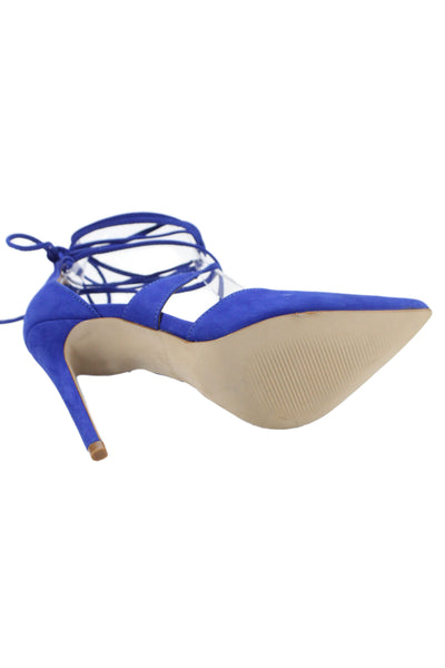 Steve Madden Womens Suede Pointed Toe Lace Up Heels Blue Size 5.5M