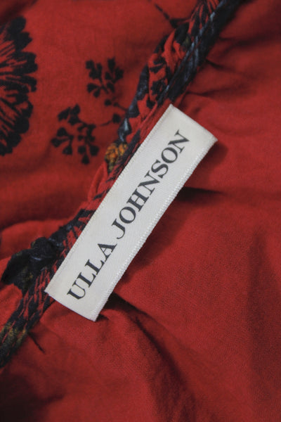Ulla Johnson Women Cropped Floral V-Neck Short Sleeve Blouse Size 2