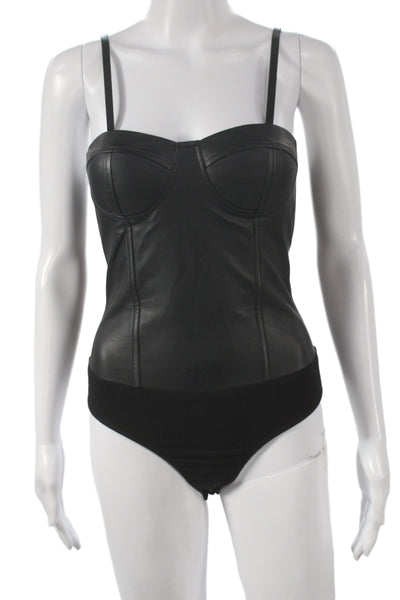 Aqua Women Black Shaping Bodysuit Sweetheart Sleeveless Biker Size XS