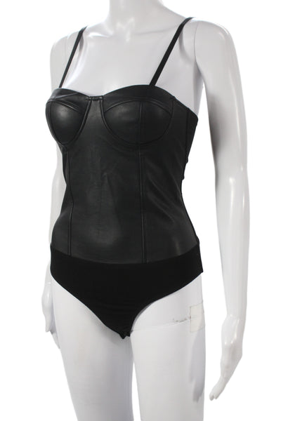Aqua Women Black Shaping Bodysuit Sweetheart Sleeveless Biker Size XS