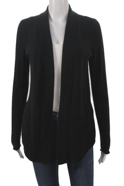 Aqua Cashmere Womens Cardigan Black 100% Cashmere V-Neck Long Sleeve Size S