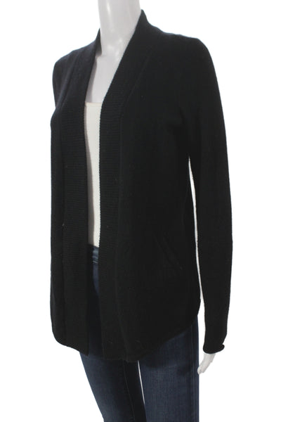 Aqua Cashmere Womens Cardigan Black 100% Cashmere V-Neck Long Sleeve Size S