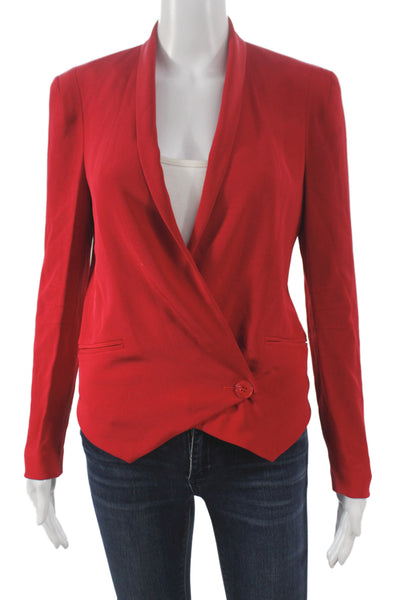 Rebecca Minkoff Womens Red Silk Basic Jacket Button Long Sleeve Size S