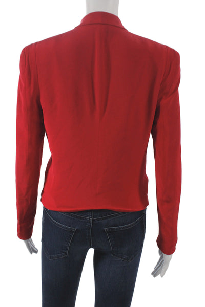 Rebecca Minkoff Womens Red Silk Basic Jacket Button Long Sleeve Size S