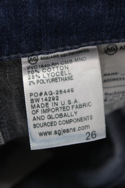 AG Adriano Goldschmied Womens Blue Cropped Jeans Mid Rise Cotton Size 26