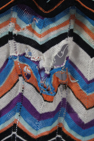 Missoni Women Wrap Dress Multicolor Short Sleeve V Neck Chevron Size 2