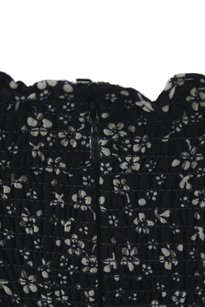 Reformation Women Mini Dress Blue Floral Off the Shoulder Sleeveless Size M