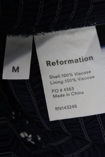 Reformation Women Mini Dress Blue Floral Off the Shoulder Sleeveless Size M