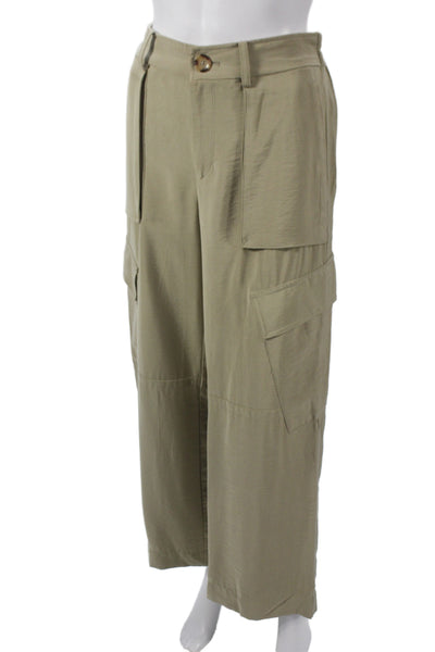 MNG Women Beige Cargo Pants Button Closure 24in Inseam Size 2