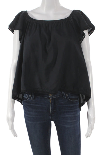 McGuire Womens Black Off Shoulder Boho Cotton Tunic Short Sleeve Size S
