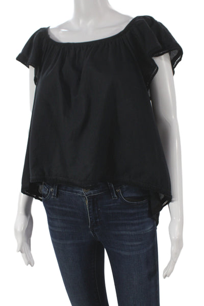 McGuire Womens Black Off Shoulder Boho Cotton Tunic Short Sleeve Size S