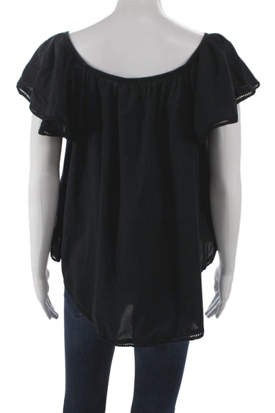 McGuire Womens Black Off Shoulder Boho Cotton Tunic Short Sleeve Size S