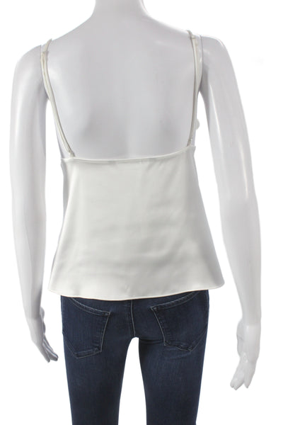 Zara Women White V-Neck Camisole Tie Polyester Sleeveless Summer Size XS