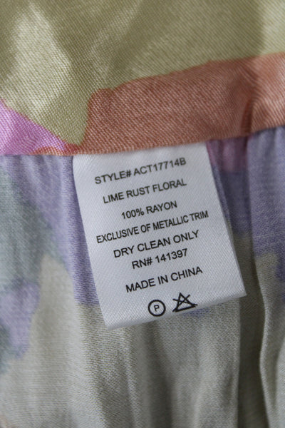 ASTR Women Cropped Halter Tank Floral Green Rayon Tie Size S