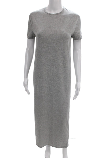 The Frankie Shop Women T-Shirt Dress Gray Crew Neck Short Sleeve Long Size XS