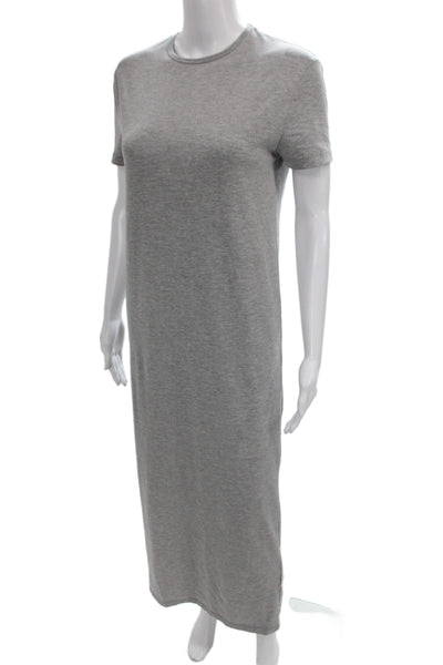 The Frankie Shop Women T-Shirt Dress Gray Crew Neck Short Sleeve Long Size XS