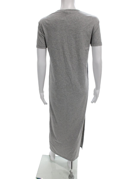 The Frankie Shop Women T-Shirt Dress Gray Crew Neck Short Sleeve Long Size XS