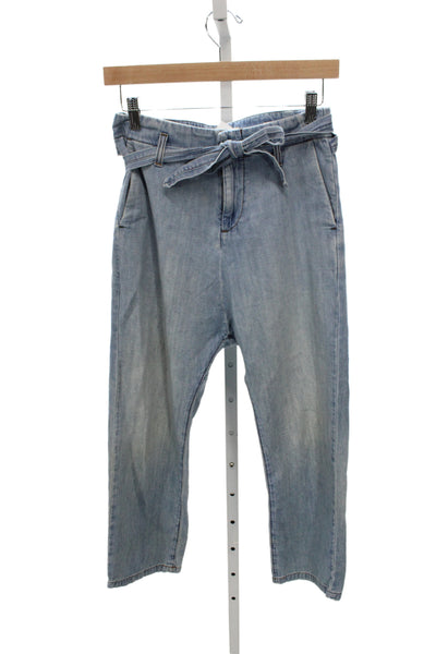 Nili Lotan Women Paperbag Jeans Blue Tie Size 24