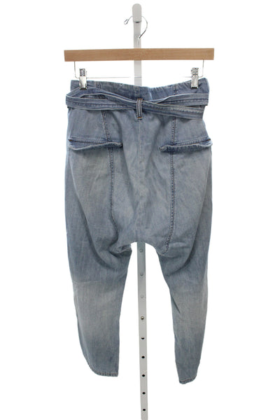 Nili Lotan Women Paperbag Jeans Blue Tie Size 24