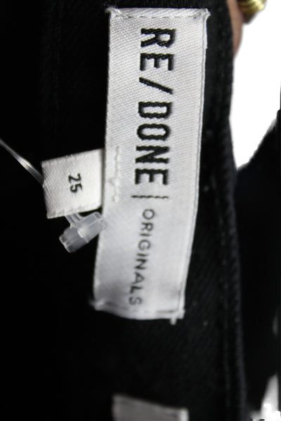 Re/Done Womens Cropped Black Cotton Jeans Button Size 25