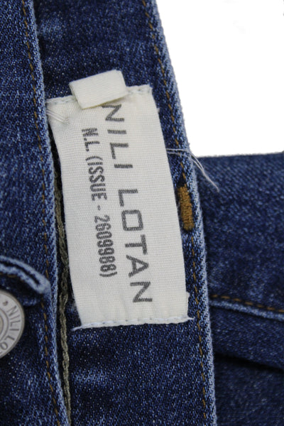 Nili Lotan Women Boyfriend Mid Rise Blue Cotton Jeans Size 24