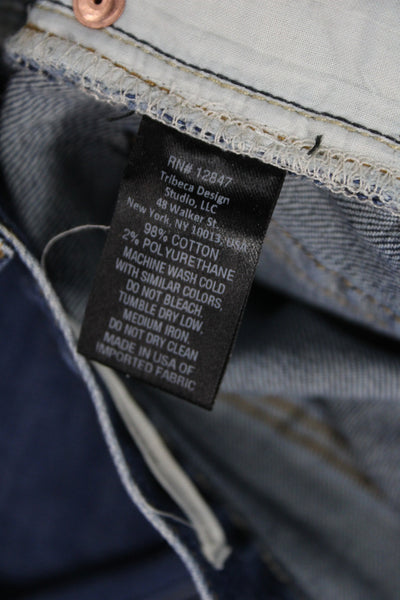 Nili Lotan Women Boyfriend Mid Rise Blue Cotton Jeans Size 24