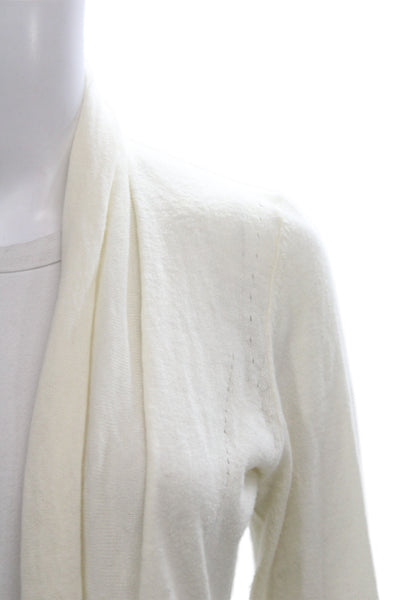 Angel Of The North Womens Cardigan Ivory Polka Dot V-Neck 3/4 Sleeve Size S