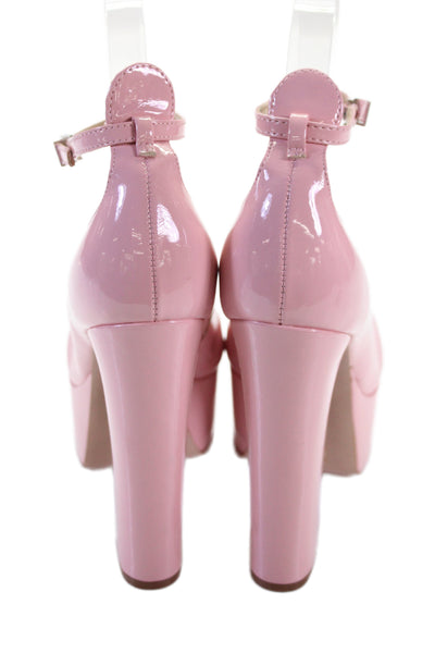 Schutz Womens Block Heel Platform Ankle Strap Sandals Pink Patent Leather 5.5