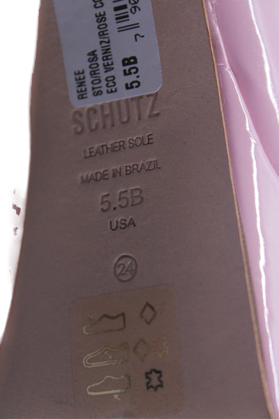 Schutz Womens Block Heel Platform Ankle Strap Sandals Pink Patent Leather 5.5