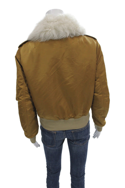 Rag & Bone Womens Brown Nylon Bomber Jacket Zip Long Sleeve Size XS