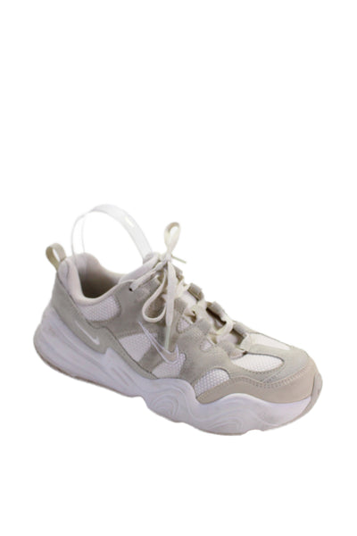 Nike Womens Suede Lace Up Athletic Sneakers Shoes Beige White Size 8