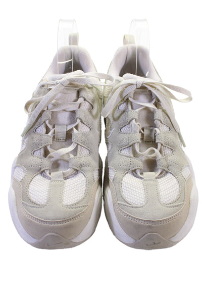 Nike Womens Suede Lace Up Athletic Sneakers Shoes Beige White Size 8