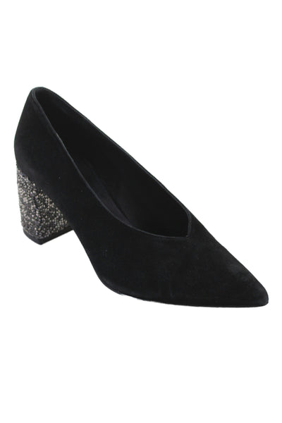 & Other Stories Womens Crystal Block Heels Pumps Shoes Black Size 8