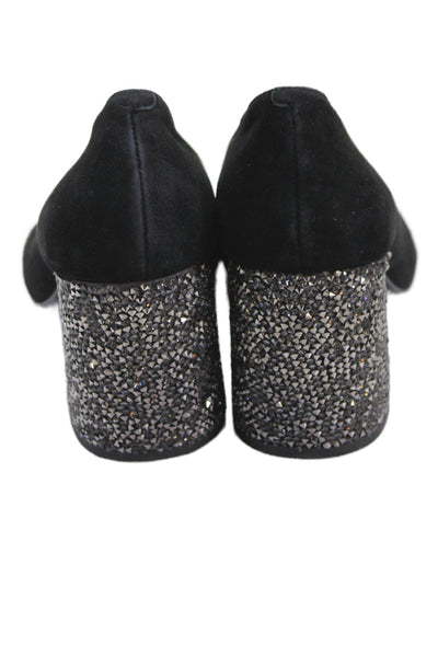 & Other Stories Womens Crystal Block Heels Pumps Shoes Black Size 8