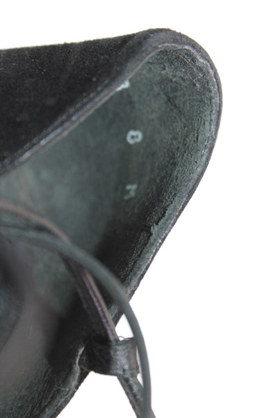 Stuart Weitzman Womens Suede Lace Up Strappy Flats Shoes Black Size 8M