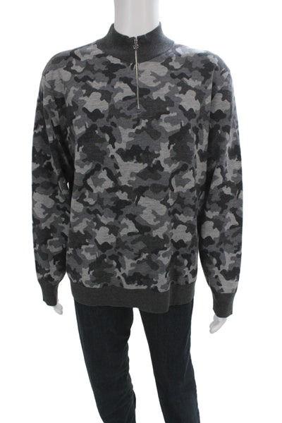 G/Fore Mens Pullover Camo Mock Neck Zip Gray Long Sleeve Size XL