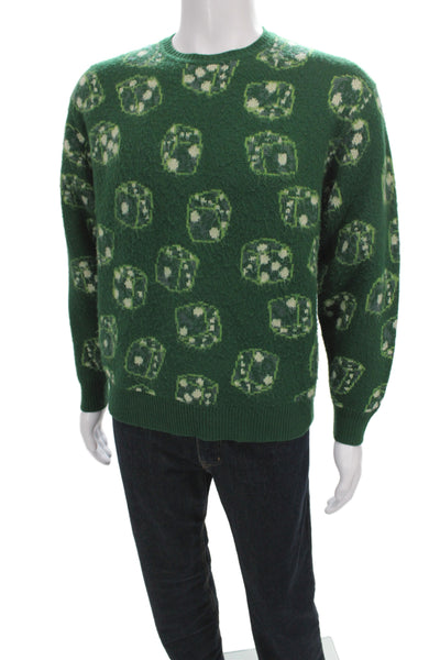 Supreme Men Pullover Green Crewneck Graphic Dice Acrylic Long Sleeve Size S