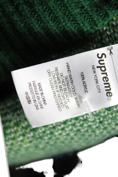 Supreme Men Pullover Green Crewneck Graphic Dice Acrylic Long Sleeve Size S