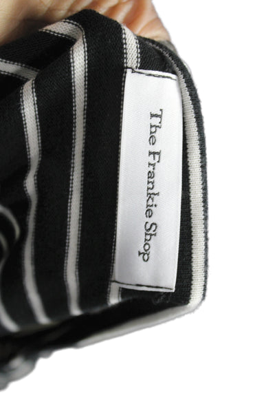 The Frankie Shop Women Cropped Striped Black Boatneck Tee Long Sleeve Size M