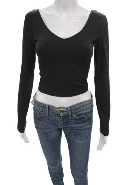 Lululemon Women Black Scoop Neck Long Sleeve Pullover Basic Casual Top Size 4