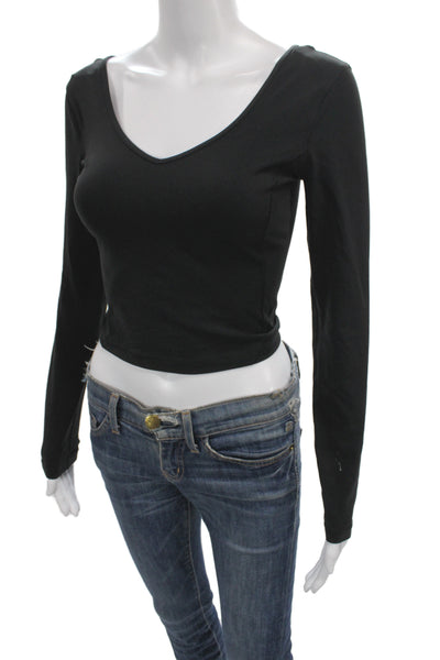 Lululemon Women Black Scoop Neck Long Sleeve Pullover Basic Casual Top Size 4