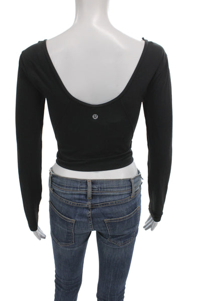 Lululemon Women Black Scoop Neck Long Sleeve Pullover Basic Casual Top Size 4