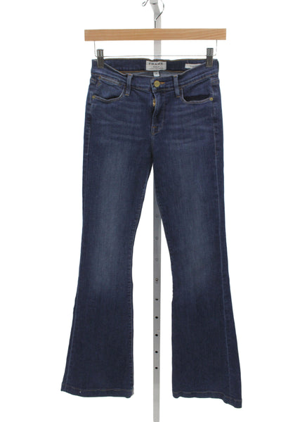 Frame Denim Women Flared Mid Rise Jeans Blue Size 26
