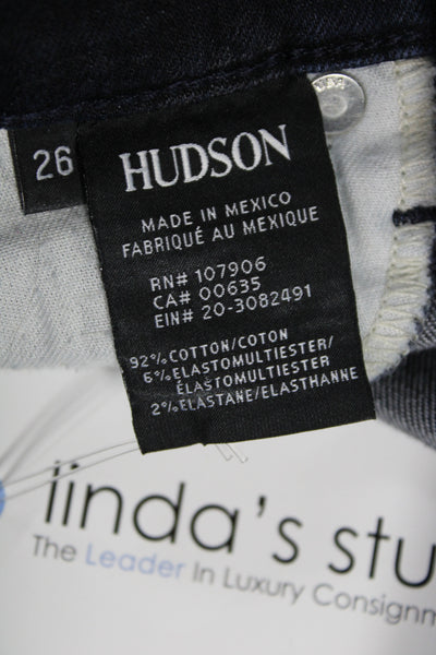 Hudson Womens Skinny High Rise Black Cotton Jeans Size 26