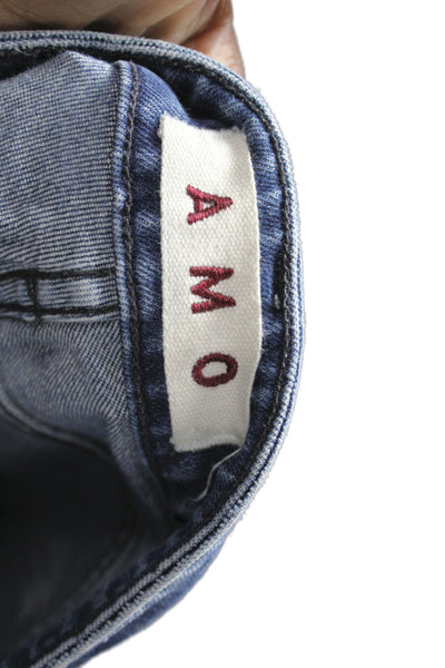 Amo Womens Skinny Blue Low Rise Cotton Jeans Size 26