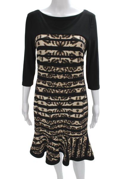 Joseph Ribkoff Women Black Animal Print Fit Flare Dress Size 10