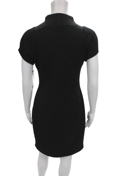 Joseph Ribkoff Women Sheath Dress Black V-Neck Short Sleeve Geometric Size 6