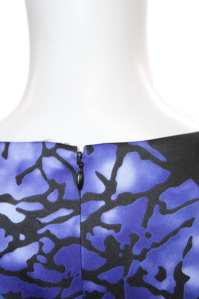 Tahari Womens Sheath Dress Blue Sleeveless Round Neck Mid Calf Zip Size 8