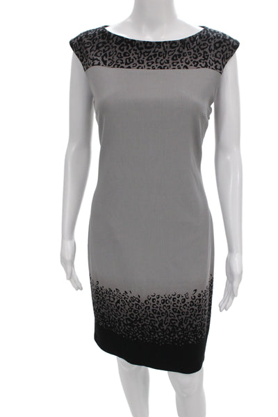 Joseph Ribkoff Women Sheath Dress Black Animal Print Rayon Size 8