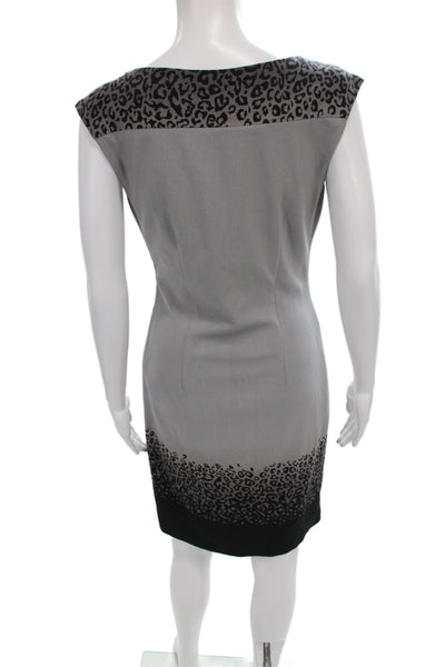Joseph Ribkoff Women Sheath Dress Black Animal Print Rayon Size 8